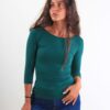 MAGLIA ADERENTE CON MANICA A 3/4 - Verde, TU