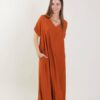 ABITO TUNICA CON SCOLLO A V - Mattone, TU