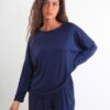 MAGLIA IN MORBIDA VISCOSA A MANICHE LUNGHE - Blu, TU
