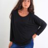MAGLIA IN MORBIDA VISCOSA A MANICHE LUNGHE - Nero, TU