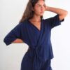 MAGLIA CON SCOLLO INCROCIATO IN MORBIDA VISCOSA - Blu, TU