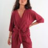 MAGLIA CON SCOLLO INCROCIATO IN MORBIDA VISCOSA - Bordeaux, TU