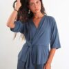 MAGLIA CON SCOLLO INCROCIATO IN MORBIDA VISCOSA - Grigio, TU