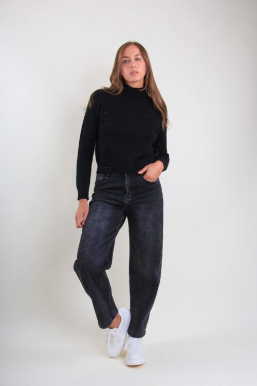 JEANS NERO SLAVATO MODELLO BALLOON