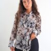 CAMICIA CON FIOCCO AL COLLO STAMPA FIORI - Burro, L