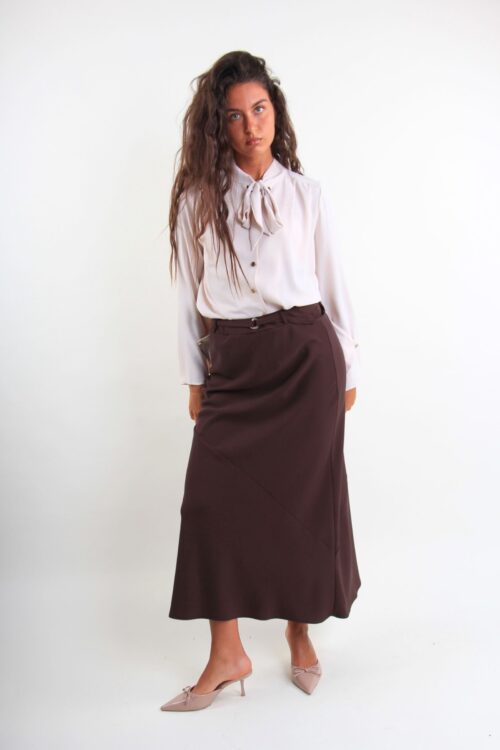 GONNA MIDI IN TESSUTO FLUIDO CON CINTURA