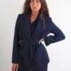 BLAZER CON CINTURA IN TESSUTO FLUIDO - Blu, XL