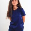 MAGLIA A MANICHE CORTE SATIN - Blue, L