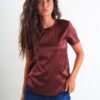 MAGLIA A MANICHE CORTE SATIN - Bordeaux, S