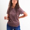 MAGLIA A MANICHE CORTE SATIN - Dark Brown, L
