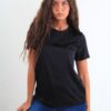 MAGLIA A MANICHE CORTE SATIN - Black, S