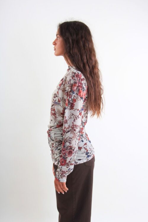 Alternative view of MAGLIA DRAPPEGGIATA A MANICHE LUNGHE IN TULLE FANTASIA