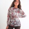 MAGLIA DRAPPEGGIATA A MANICHE LUNGHE IN TULLE FANTASIA - Burro, TU