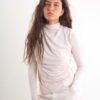 MAGLIA A MANICHE LUNGHE ADERENTE CON DRAPPEGGIO - Beige, TU