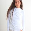 MAGLIA A MANICHE LUNGHE ADERENTE CON DRAPPEGGIO - Cream, TU