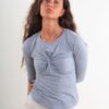 MAGLIA A MANICHE LUNGHE ADERENTE CON NODO FRONTALE - Grigio, TU