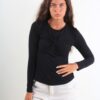 MAGLIA A MANICHE LUNGHE ADERENTE CON NODO FRONTALE - Nero, TU