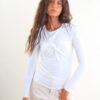 MAGLIA A MANICHE LUNGHE ADERENTE CON NODO FRONTALE - Panna, TU