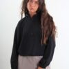 FELPA CORTA CON ZIP E TASCA A MARSUPIO - Nero, TU