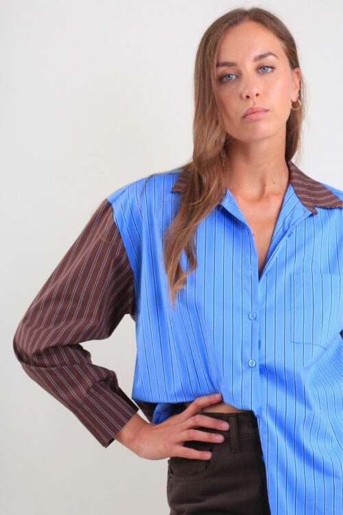 Alternative view of CAMICIA A RIGHE CON MANICHE A CONTRASTO