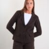 BLAZER IN MAGLIA MORBIDA - Dark Brown, TU