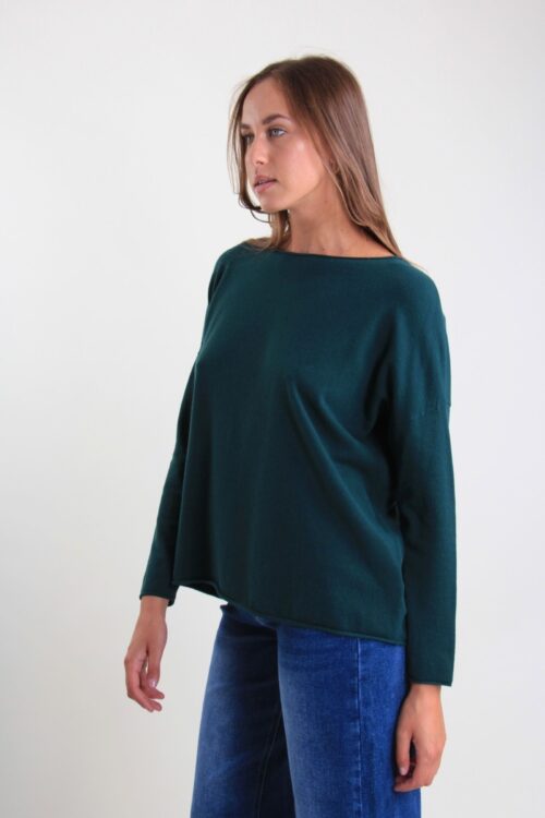 Alternative view of MAGLIA A MANICHE LUNGHE CON ORLO STONDATO