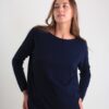MAGLIA A MANICHE LUNGHE CON ORLO STONDATO - Blue, TU