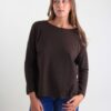 MAGLIA A MANICHE LUNGHE CON ORLO STONDATO - Dark Brown, TU