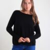 MAGLIA A MANICHE LUNGHE CON ORLO STONDATO - Black, TU
