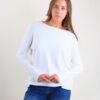 MAGLIA A MANICHE LUNGHE CON ORLO STONDATO - Cream, TU