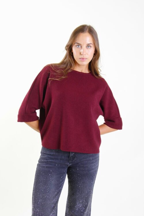 MAGLIA CON MANICA RISVOLTATA A 3/4