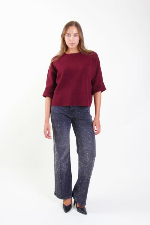 Alternative view of MAGLIA CON MANICA RISVOLTATA A 3/4