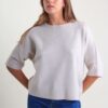 MAGLIA CON MANICA RISVOLTATA A 3/4 - Beige, TU