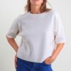 MAGLIA CON MANICA RISVOLTATA A 3/4 - Gesso, TU