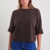 MAGLIA CON MANICA RISVOLTATA A 3/4 - Moro, TU