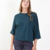MAGLIA CON MANICA RISVOLTATA A 3/4 - Verde, TU