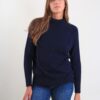 MAGLIA CON COLLO ALTO MORBIDO E DETTAGLI LUMINOSI - Blue, TU