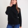 MAGLIA CON COLLO ALTO MORBIDO E DETTAGLI LUMINOSI - Black, TU
