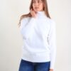 MAGLIA CON COLLO ALTO MORBIDO E DETTAGLI LUMINOSI - Cream, TU