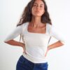MAGLIA A MANICA 3/4 CON SCOLLO QUADRATO - Burro, TU