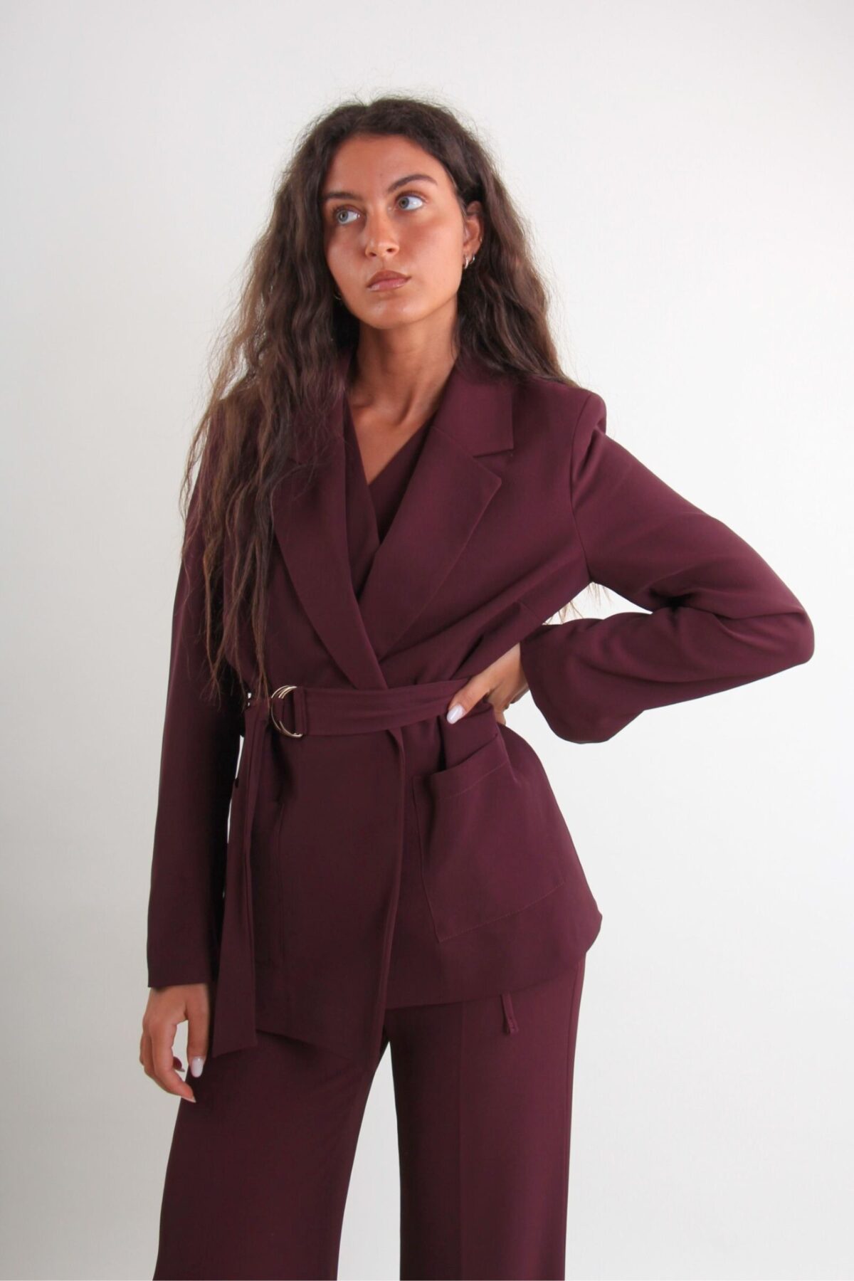 BLAZER CON CINTURA IN TESSUTO FLUIDO