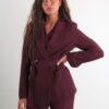 BLAZER CON CINTURA IN TESSUTO FLUIDO - Bordeaux, S
