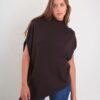 GILET ASIMMETRICO LUNGO IN MAGLIA - Dark Brown, TU