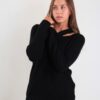 MAGLIA A COSTE CON COLLO INCROCIATO - Black, TU