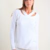 MAGLIA A COSTE CON COLLO INCROCIATO - Cream, TU