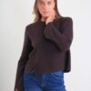 MAGLIA CON CUCITURE A VISTA - Dark Brown, TU
