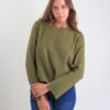 MAGLIA CON CUCITURE A VISTA - Verde olive, TU