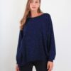 MAGLIA CON DETTAGLI GLITTER E VESTIBILITÀ MORBIDA - Blue, TU