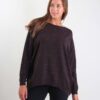 MAGLIA CON DETTAGLI GLITTER E VESTIBILITÀ MORBIDA - Dark Brown, TU