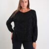 MAGLIA CON DETTAGLI GLITTER E VESTIBILITÀ MORBIDA - Black, TU